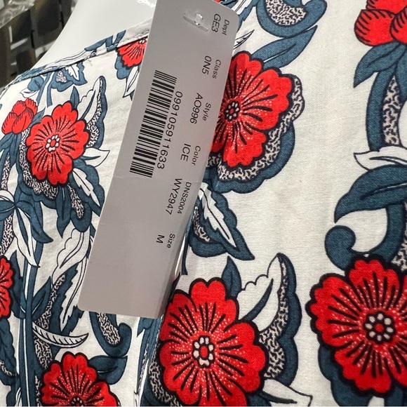 NWT J.Crew V-neck Maxi in Ivory Cerise Poppy Print Floral Cotton Tiered Dress - Picture 12 of 16